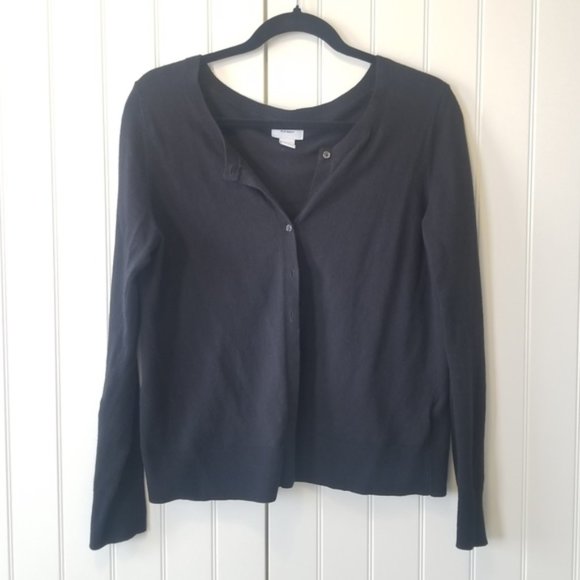 Black Button Up Cardigan Womens M - Picture 1 of 4